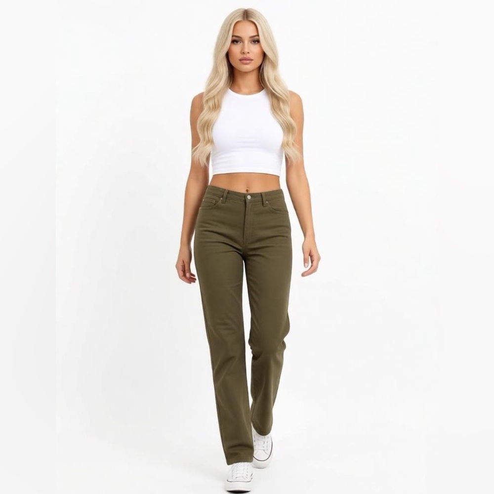 Lucky Brand Olive Straight Leg Jeans Size 10 Long Mid Rise 30 - Picture 5 of 11